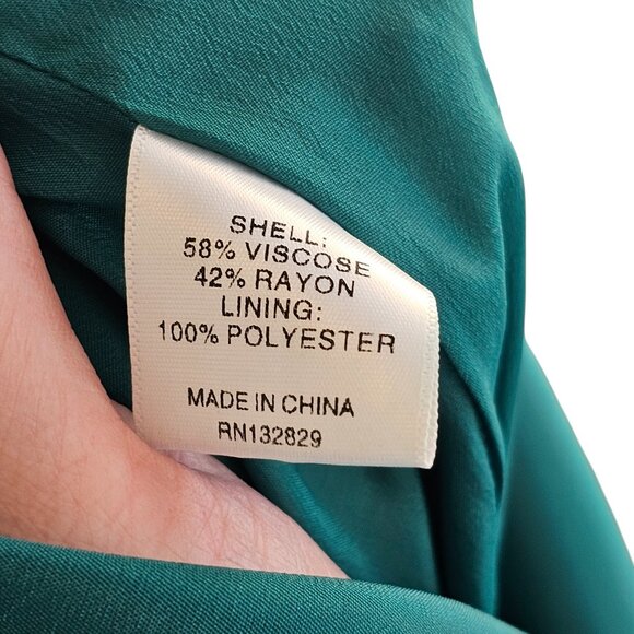 Lovers + Friends Emerald Green Satin Floral Long Sleeve Dress Sz M - Picture 10 of 12